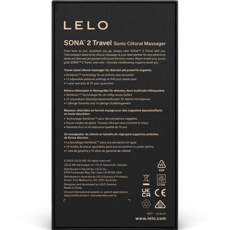 LELO - SONA 2 TRAVEL VIOLA MASSAGGIATORE SONICO PER CLITORIDE - immagine 6