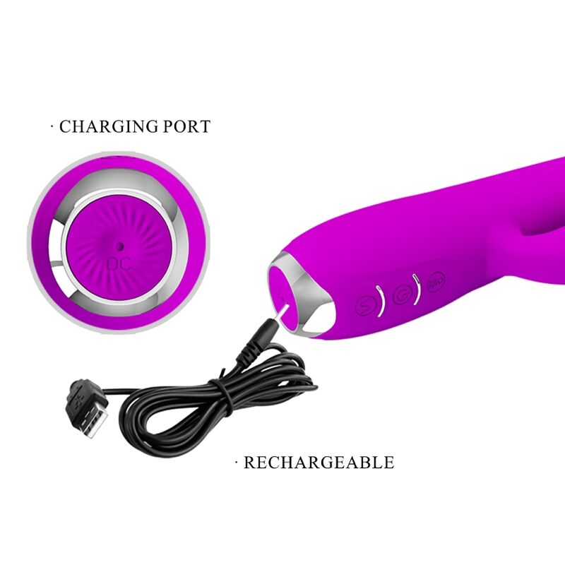 PRETTY LOVE - VIBRATORE RICARICABILE GLORIA RABBIT-VIOLA IMPERMEABILE - immagine 10