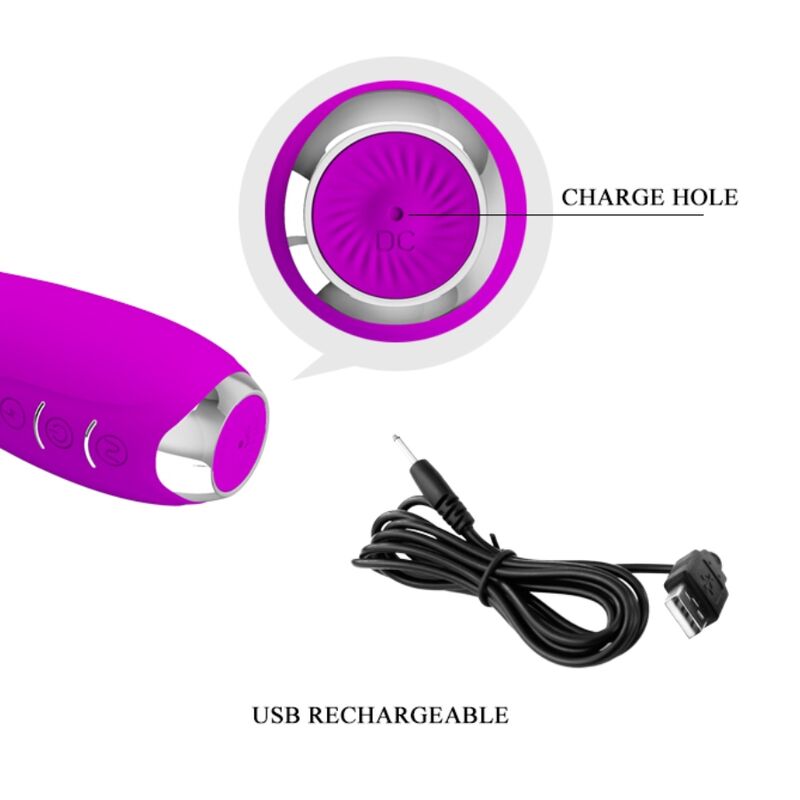PRETTY LOVE - VIBRATORE ELETTROSHOCK RICARICABILE HECTOR IMPERMEABILE VIOLA - immagine 7