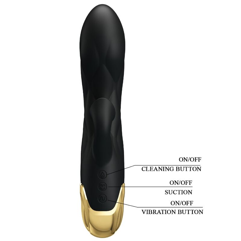 PRETTY LOVE - VIBRATORE DI LUSSO NERO RICARICABILE PLACCATO IN ORO - immagine 3