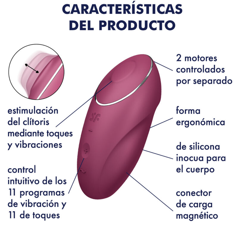 SATISFYER - TAP & CLIMAX 1 VIBRADOR LAY-ON ROJO - immagine 5
