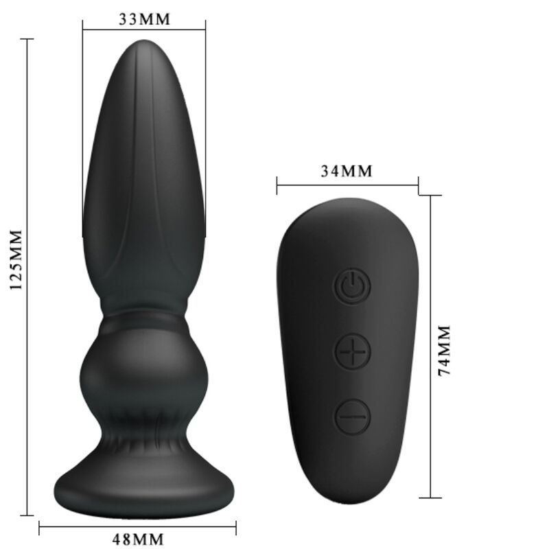 MR PLAY - POTENTE VIBRATORE TELECOMANDO PLUG ANALE NERO - immagine 5