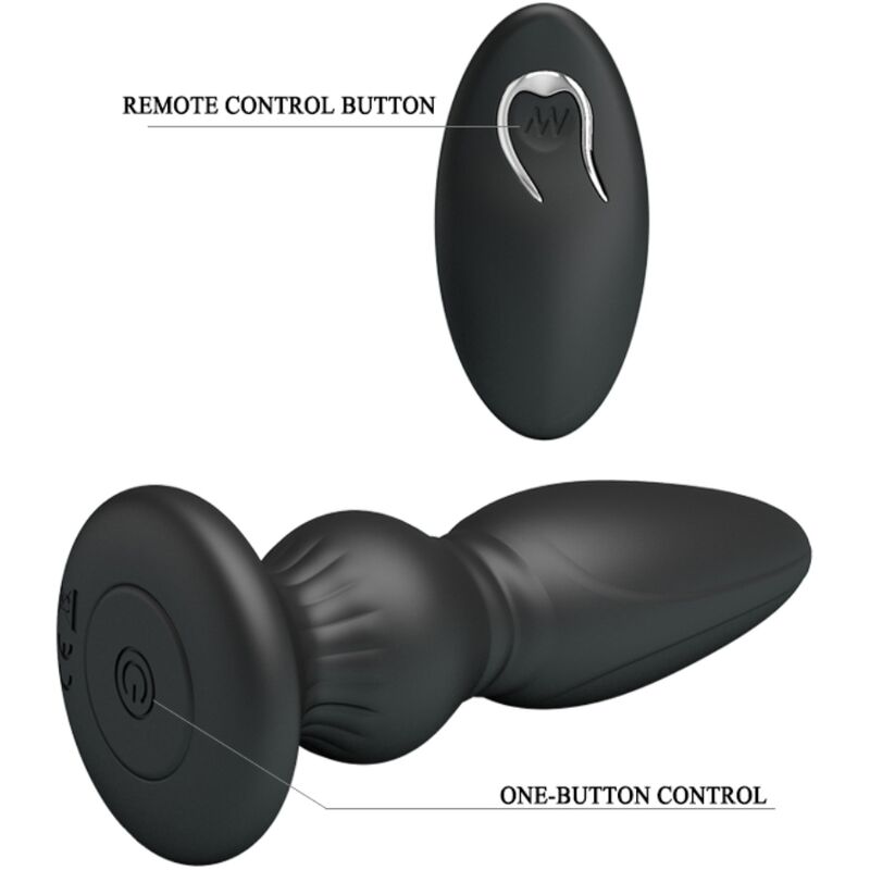 MR PLAY - POTENTE VIBRATORE TELECOMANDO PLUG ANALE NERO - immagine 7