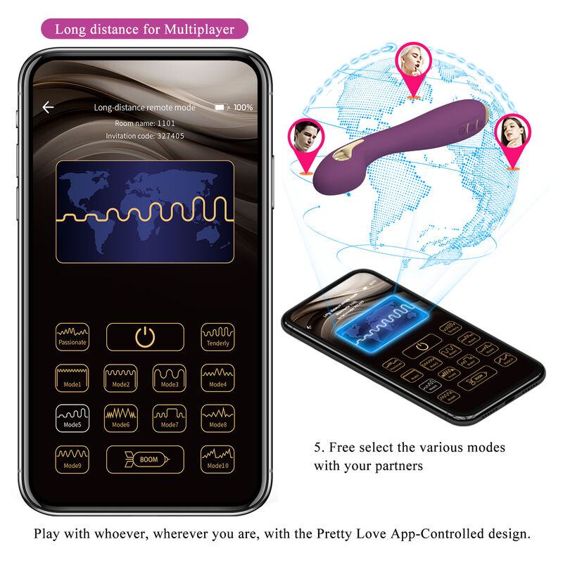 PRETTY LOVE - HECTOR VIBRATORE ELETTROSHOCK BY APP CONTROL VIOLA - immagine 12