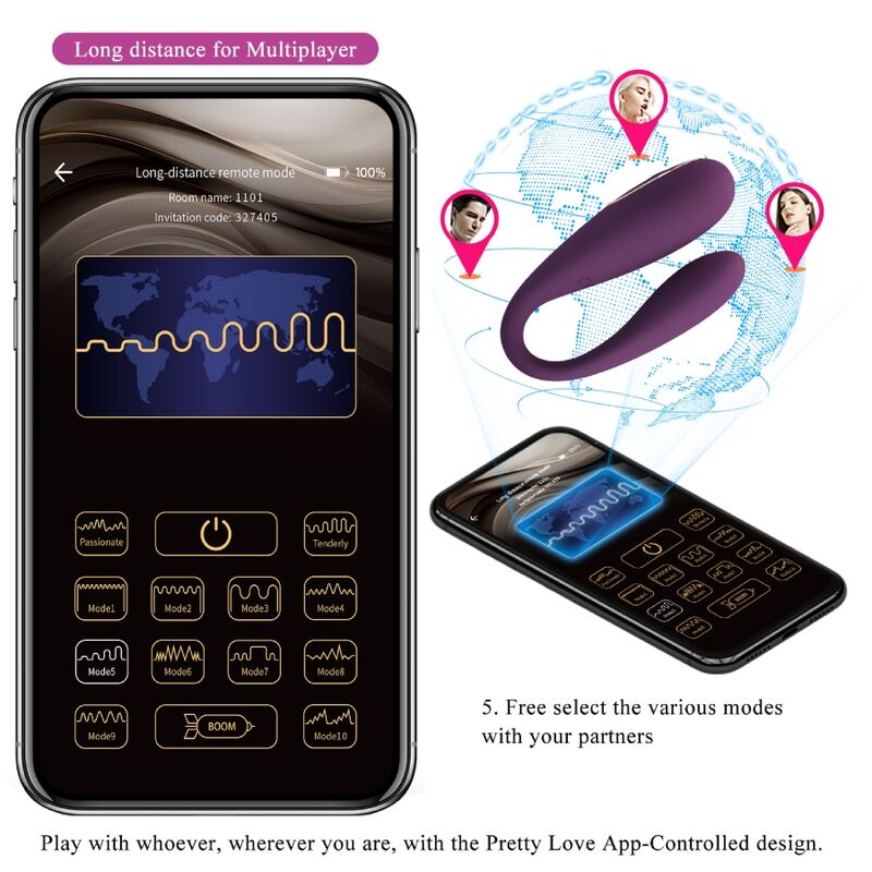 PRETTY LOVE - AUGUST VIBRATORE GLOBAL DOUBLE PLEASURE REMOTO - immagine 15