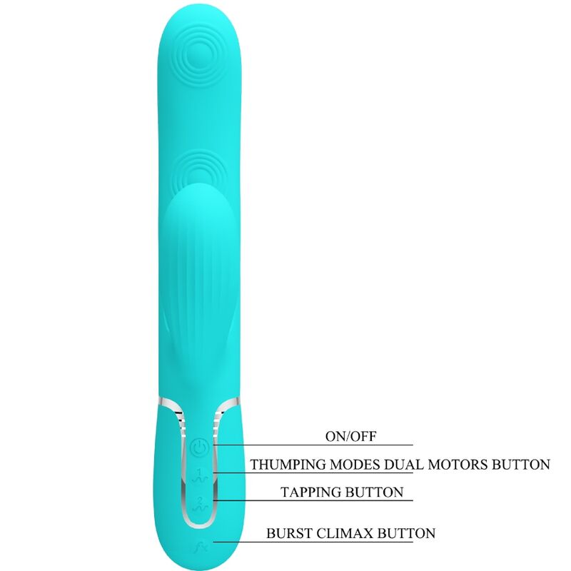 PRETTY LOVE - VIBRATORE MULTIFUNZIONE PERLITA 3 IN 1 G-SPOT VERDE ACQUA - immagine 8