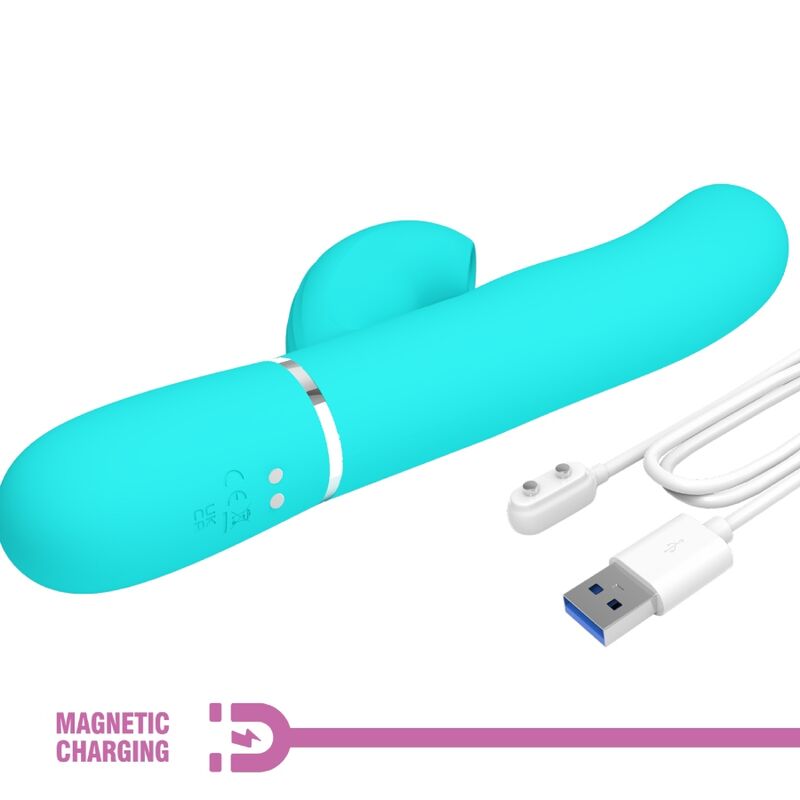 PRETTY LOVE - VIBRATORE MULTIFUNZIONE PERLITA 3 IN 1 G-SPOT VERDE ACQUA - immagine 9