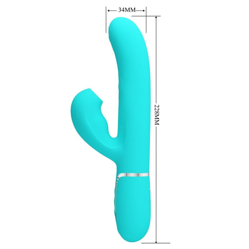 PRETTY LOVE - VIBRATORE MULTIFUNZIONE PERLITA 3 IN 1 G-SPOT VERDE ACQUA - immagine 7