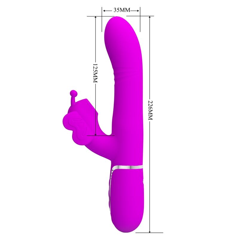 PRETTY LOVE - VIBRATORE MULTIFUNZIONE RABBIT 4 IN 1 FARFALLA FUCSIA - immagine 7