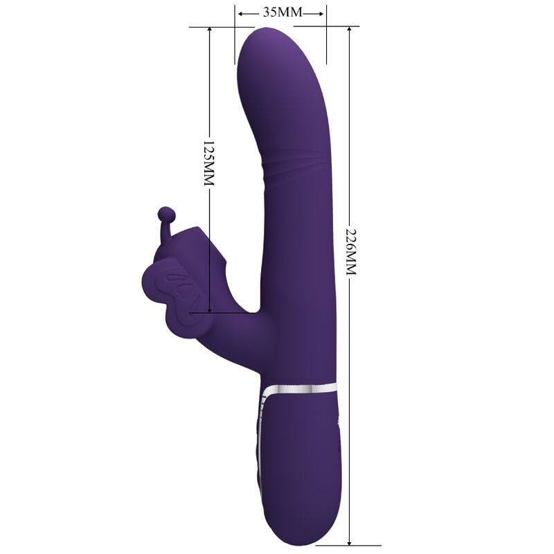 PRETTY LOVE - VIBRATORE MULTIFUNZIONE RABBIT 4 IN 1 FARFALLA VIOLA - immagine 7