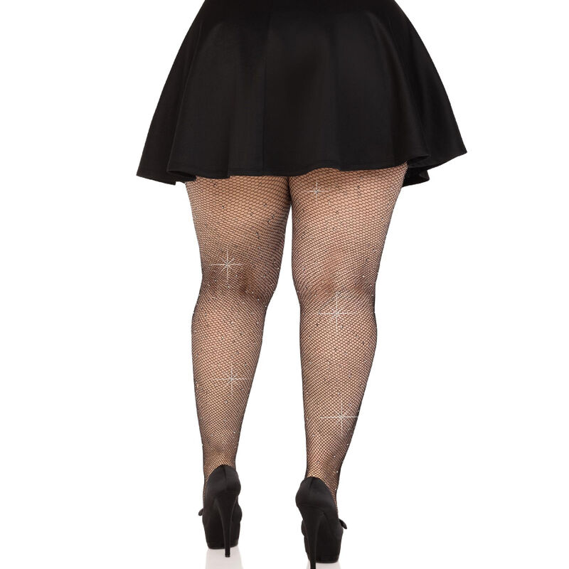 LEG AVENUE - MEDIAS REJILLA CRISTALIZADA NEGRO PLUS SIZE - immagine 2
