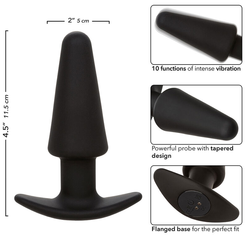 CALEXOTICS - ROCK BOTTOM TAPPO ANALE CONICO 10 VIBRAZIONI SILICONE NERO - immagine 7