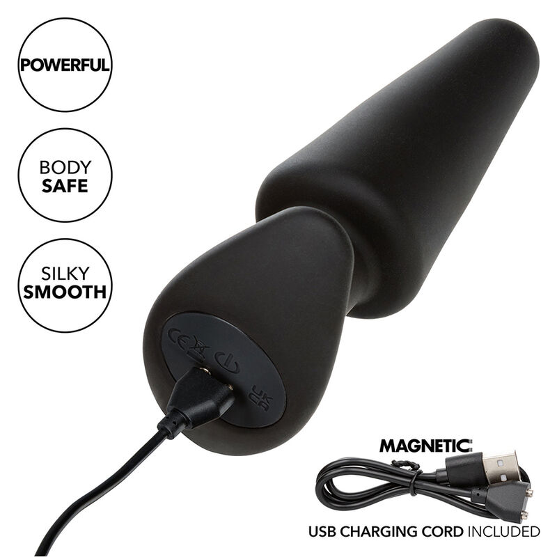 CALEXOTICS - ROCK BOTTOM TAPPO ANALE CONICO 10 VIBRAZIONI SILICONE NERO - immagine 8
