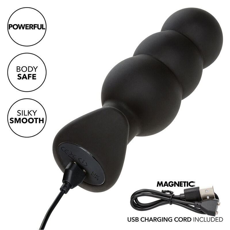 CALEXOTICS - ROCK BOTTOM PERLINE TAPPO ANALE 10 VIBRAZIONI SILICONE NERO - immagine 8