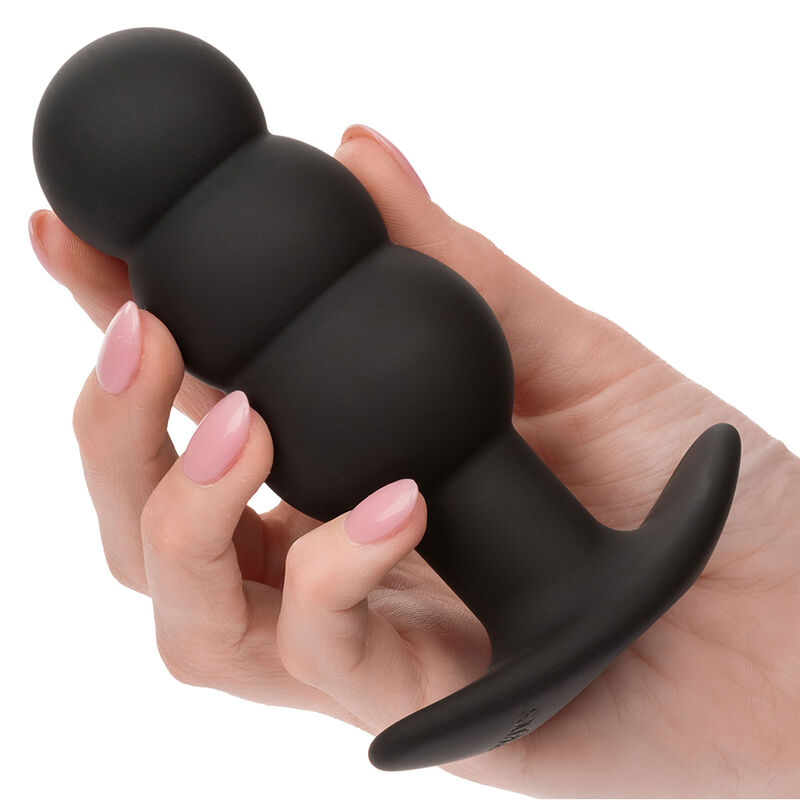 CALEXOTICS - ROCK BOTTOM PERLINE TAPPO ANALE 10 VIBRAZIONI SILICONE NERO - immagine 6