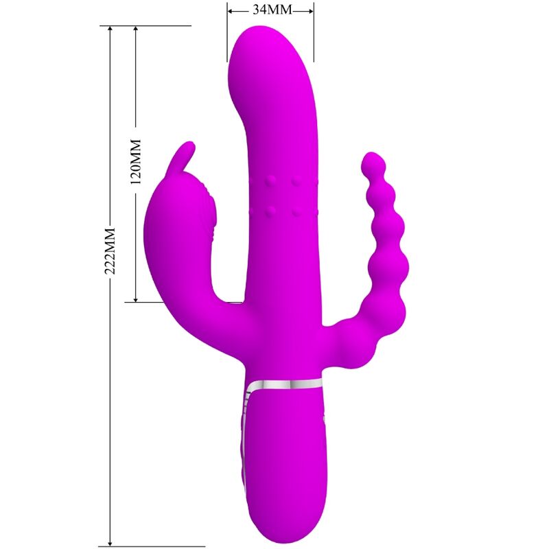 PRETTY LOVE - CAMMY VIBRATORE TRIPLO MULTIFUNZIONE 4 IN 1 ROSA - immagine 6