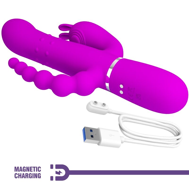 PRETTY LOVE - CAMMY VIBRATORE TRIPLO MULTIFUNZIONE 4 IN 1 ROSA - immagine 7