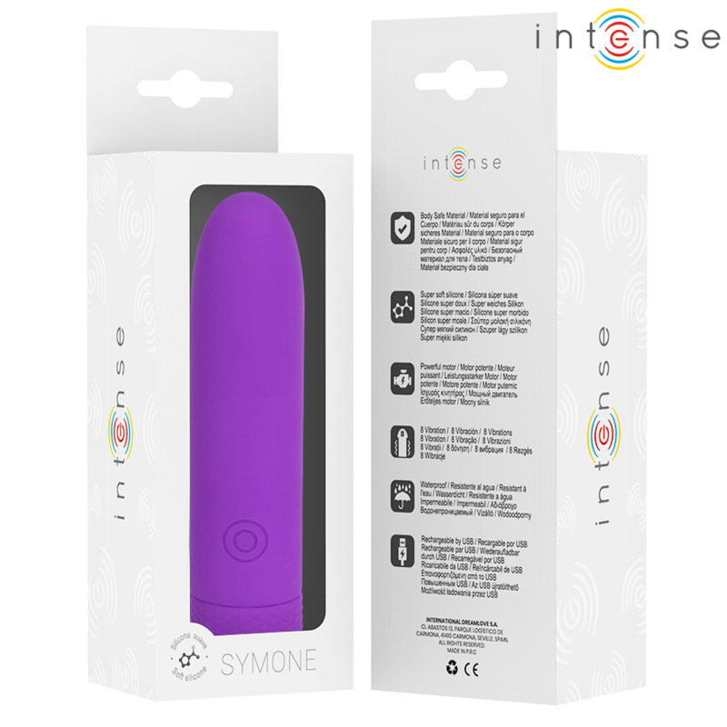 INTENSE - SYMONE BULLET VIBRANTE RICARICABILE USB 8 VIBRAZIONI VIOLA 10 X 2,2 CM - immagine 7