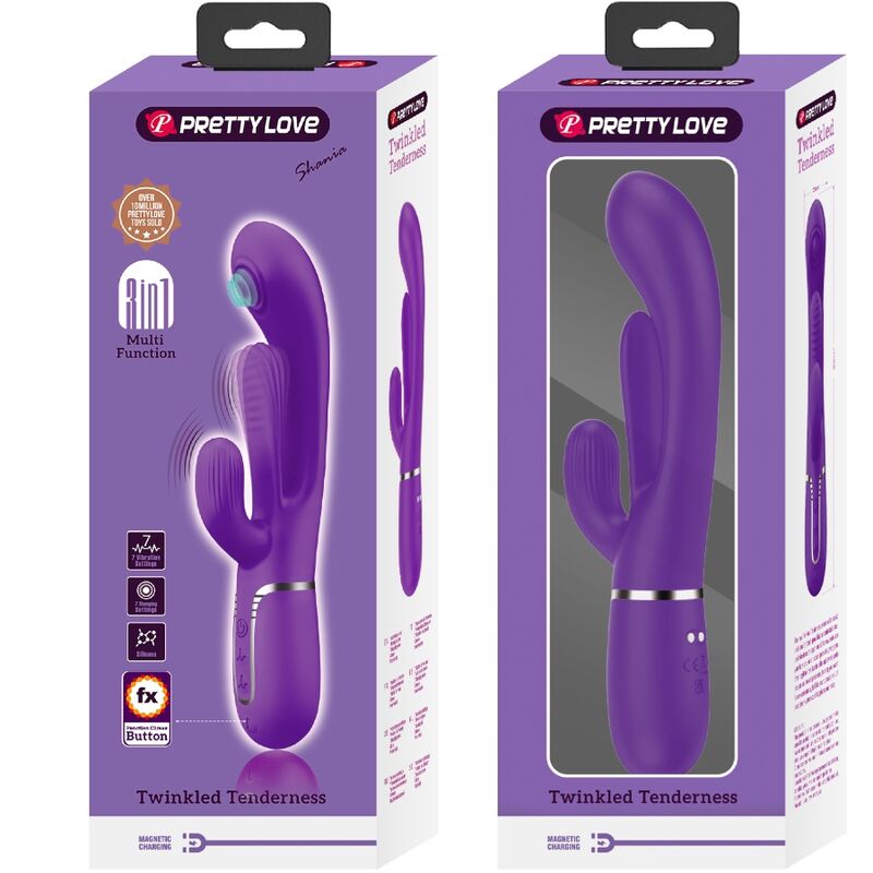 PRETTY LOVE - SHANIA VIBRATORE TRIPLO CONIGLIO MULTIFUNZIONE VIOLA - immagine 11