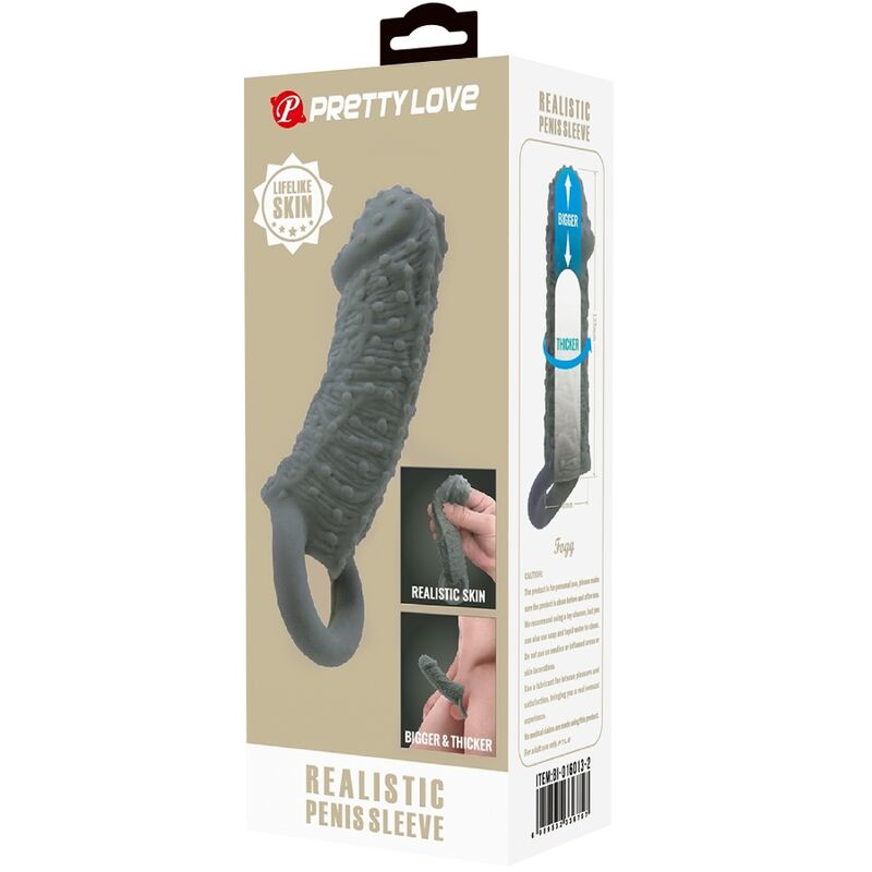 PRETTY LOVE - MODELLO REALISTICO DI INGRANDIMENTO E MANICA DI RITARDO PER IL PENE 2 GRIGIO - immagine 8