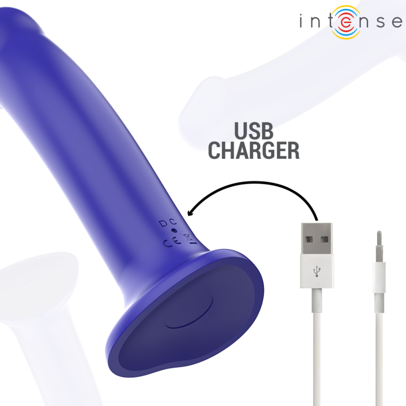 INTENSE - VIBRATORE VICTORIA CON VENTOSA 10 VIBRAZIONI BLU SCURO TELECOMANDO - immagine 6