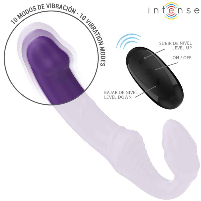 INTENSE - JILL DOPPIO VIBRATORE 20 CM VIOLA TELECOMANDO - immagine 4