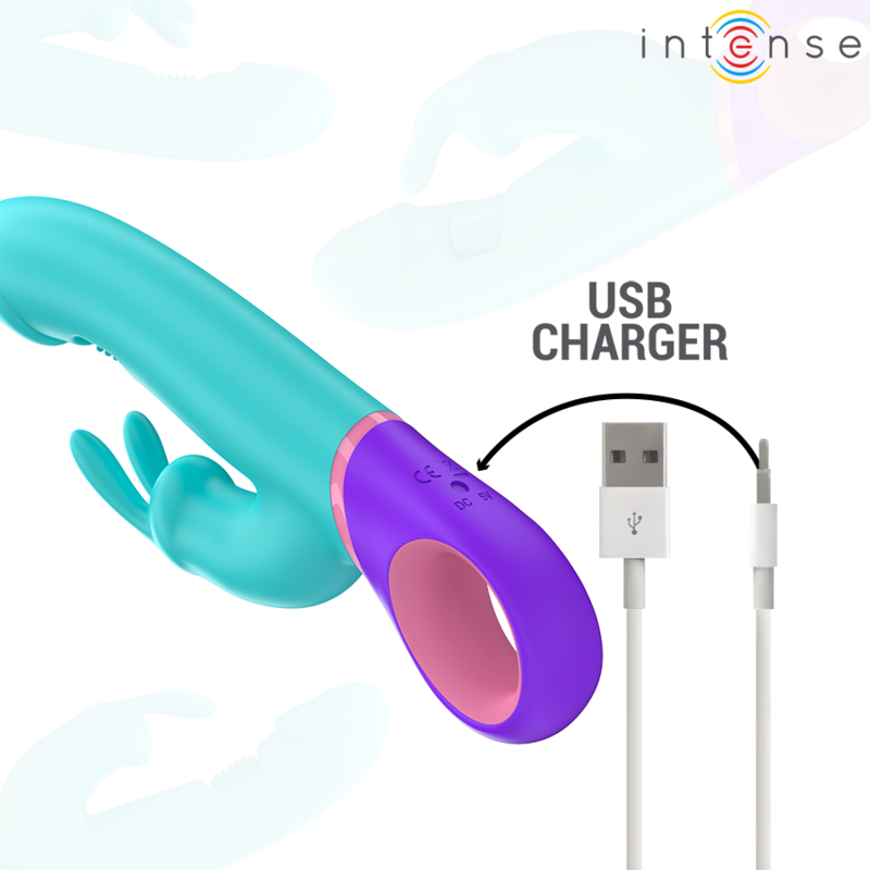 INTENSE - MONICA VIBRATORE RABBIT CON STIMOLATORE G-SPOT ROTANTE BLU - immagine 6