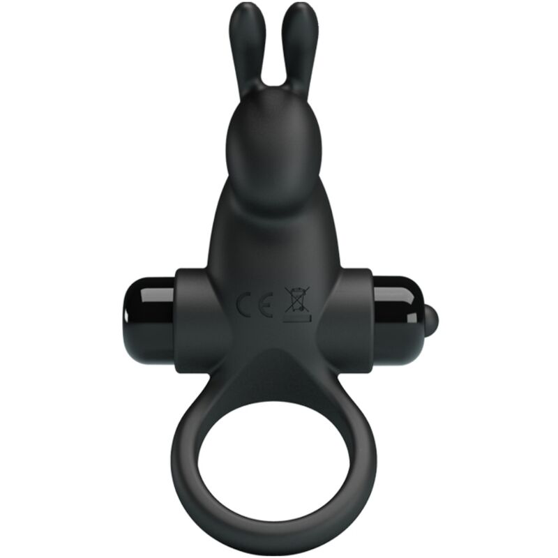 PRETTY LOVE - ANELLO VIBRANTE + STIMOLATORE CLITORIDEO CONIGLIO 10 VIBRAZIONI NERO - immagine 2