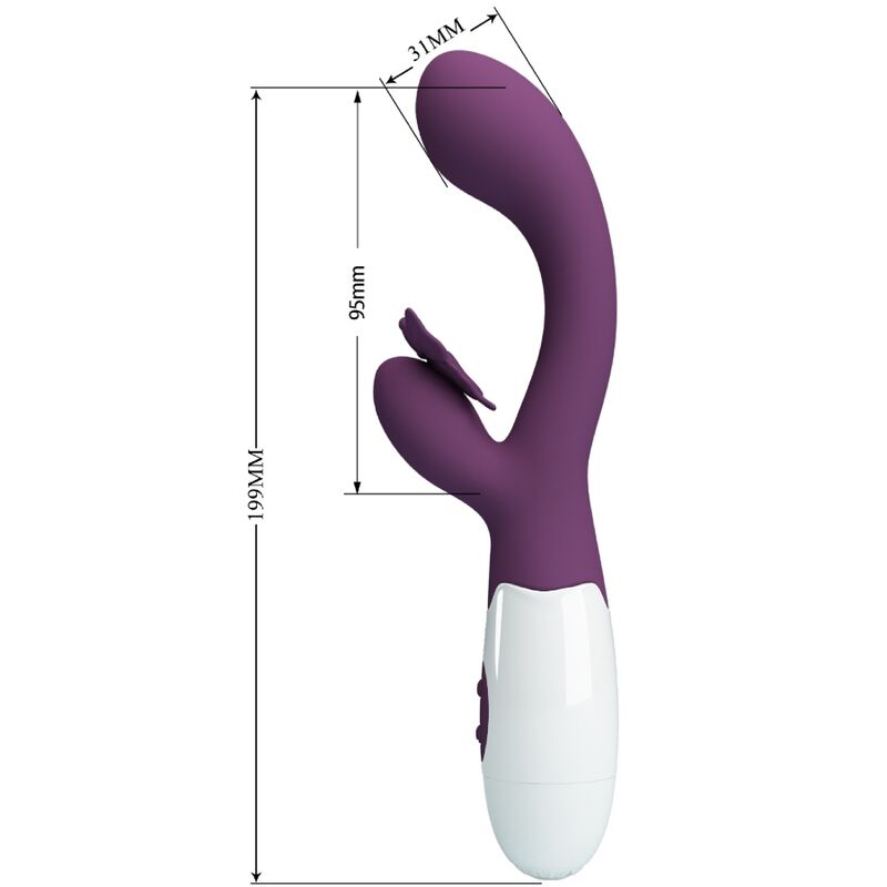 PRETTY LOVE - BUTTERFLY KISS VIBRATORE RABBIT E STIMOLATORE PUNTO G VIOLA - immagine 3