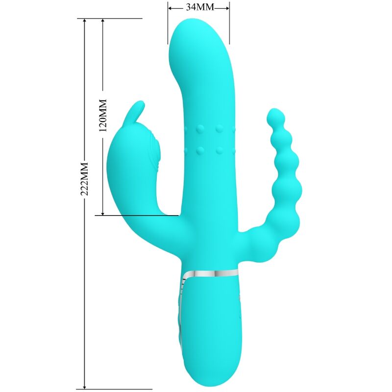 PRETTY LOVE - CAMMY 4 IN 1 MULTIFUNZIONE VIBRATORE TRIPLE RABBIT BLU - immagine 6
