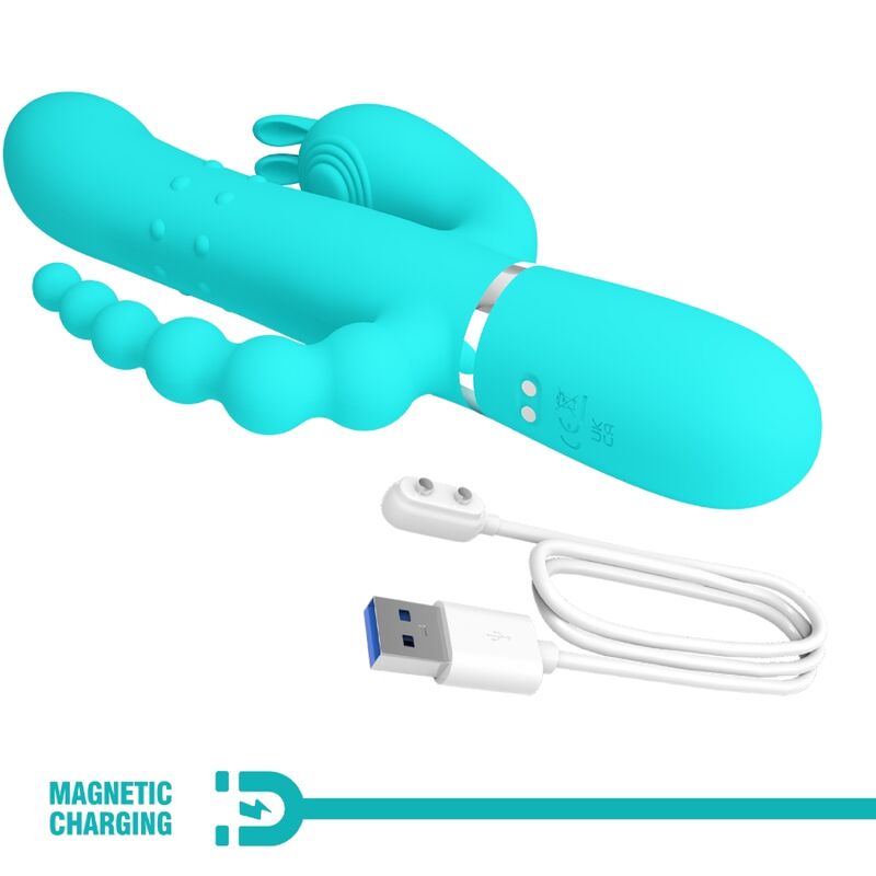 PRETTY LOVE - CAMMY 4 IN 1 MULTIFUNZIONE VIBRATORE TRIPLE RABBIT BLU - immagine 8