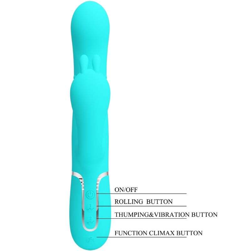 PRETTY LOVE - CAMMY 4 IN 1 MULTIFUNZIONE VIBRATORE TRIPLE RABBIT BLU - immagine 7