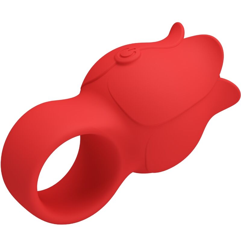 PRETTY LOVE - VIBRATORE A DITA A FORMA DI ROSA JAE 10 VIBRAZIONI ROSSO - immagine 3