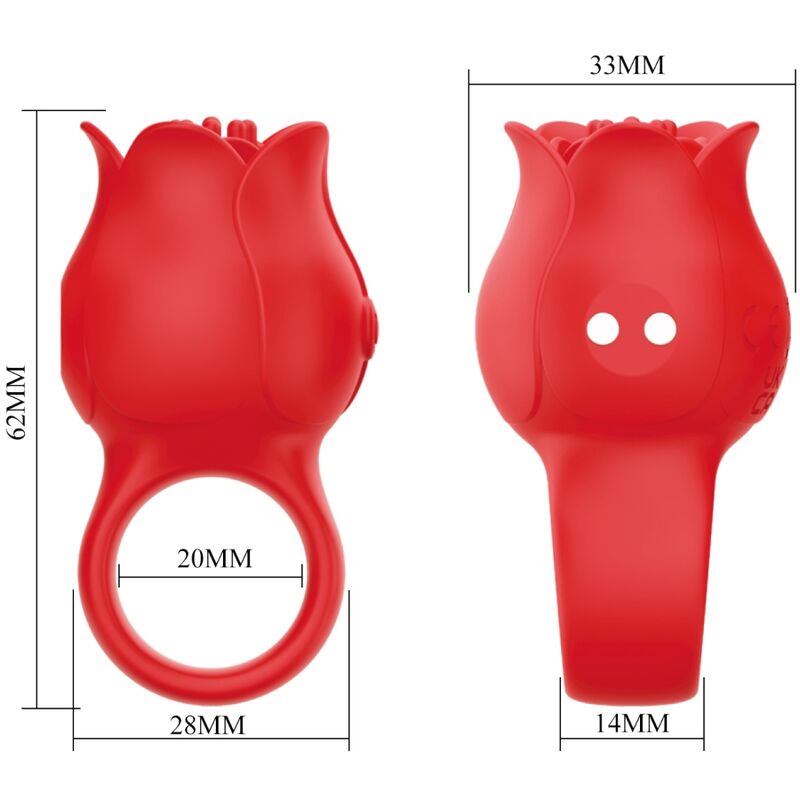 PRETTY LOVE - VIBRATORE A DITA A FORMA DI ROSA JAE 10 VIBRAZIONI ROSSO - immagine 6
