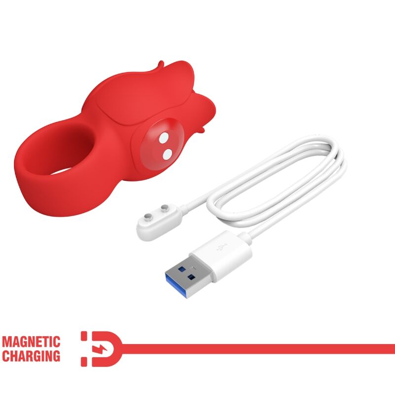 PRETTY LOVE - VIBRATORE A DITA A FORMA DI ROSA JAE 10 VIBRAZIONI ROSSO - immagine 8