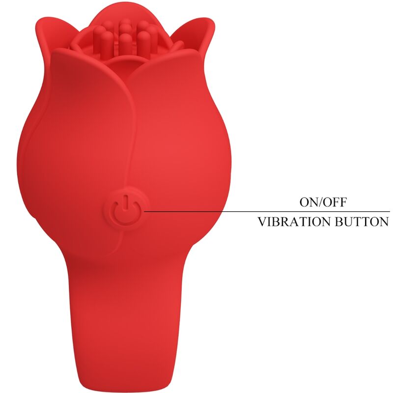 PRETTY LOVE - VIBRATORE A DITA A FORMA DI ROSA JAE 10 VIBRAZIONI ROSSO - immagine 7