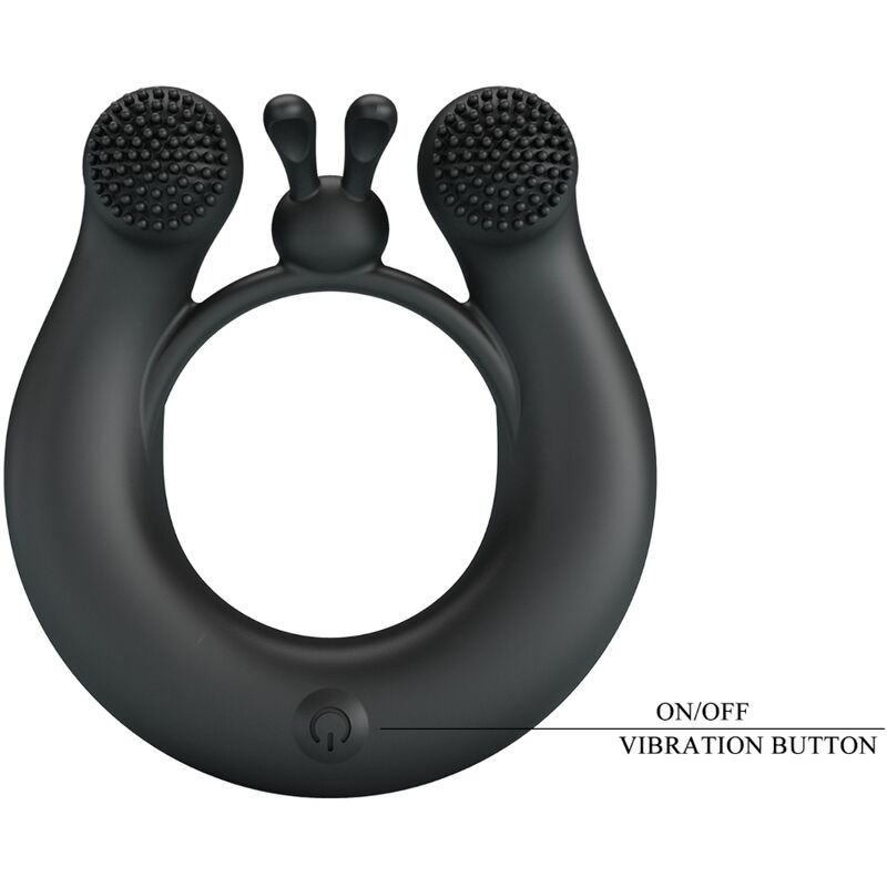PRETTY LOVE - ANELLO VIBRANTE DAHLIA + STIMOLATORE CLITORIDEO 12 VIBRAZIONI NERO - immagine 7