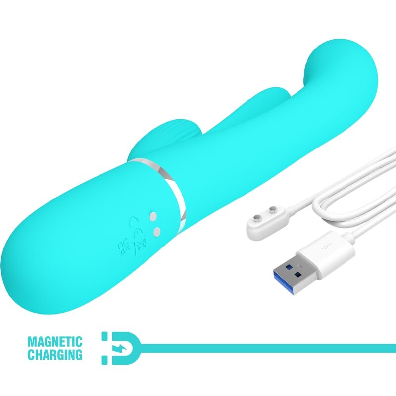 PRETTY LOVE - SHANIA TRIPLE RABBIT VIBRATORE MULTIFUNZIONE 3 IN 1 BLU - immagine 9