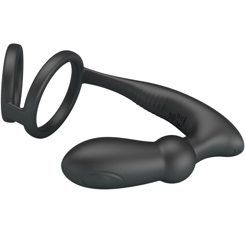 PRETTY LOVE - ANELLO PER PENE EMONI + TAPPO ANALE 12 VIBRAZIONI NERO - immagine 3