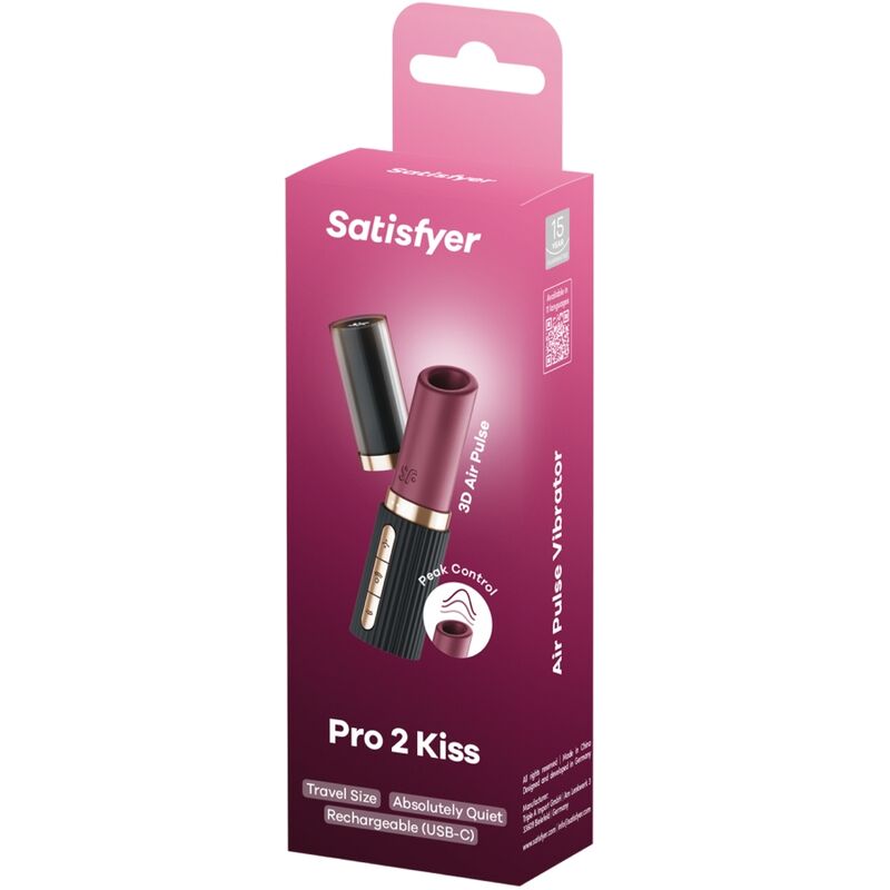 SATISFYER - PRO 2 KISS WAVE STIMOLATORE CLITORIDEO GRANATO / NERO - immagine 6