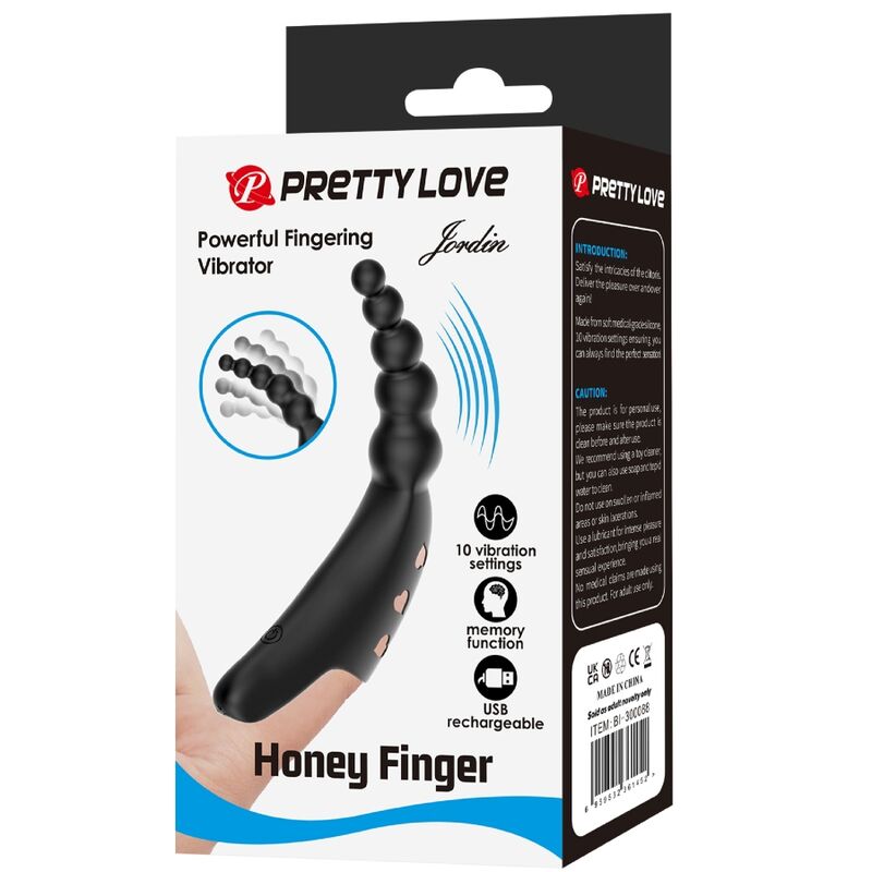 PRETTY LOVE - VIBRATORE DA DITA JORDIN 10 VIBRAZIONI NERO - immagine 10