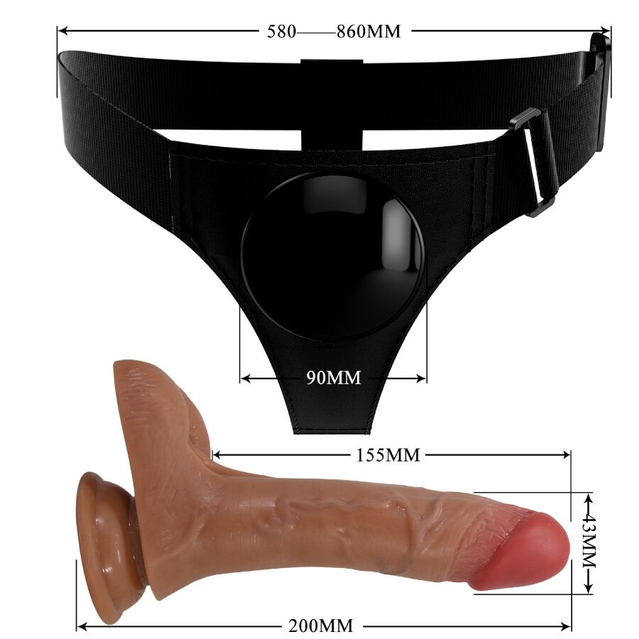 PRETTY LOVE - SLIP UNIVERSALE CON DILDO VIBRANTE E SQUIRTING 15,5 CM MULATO - immagine 7