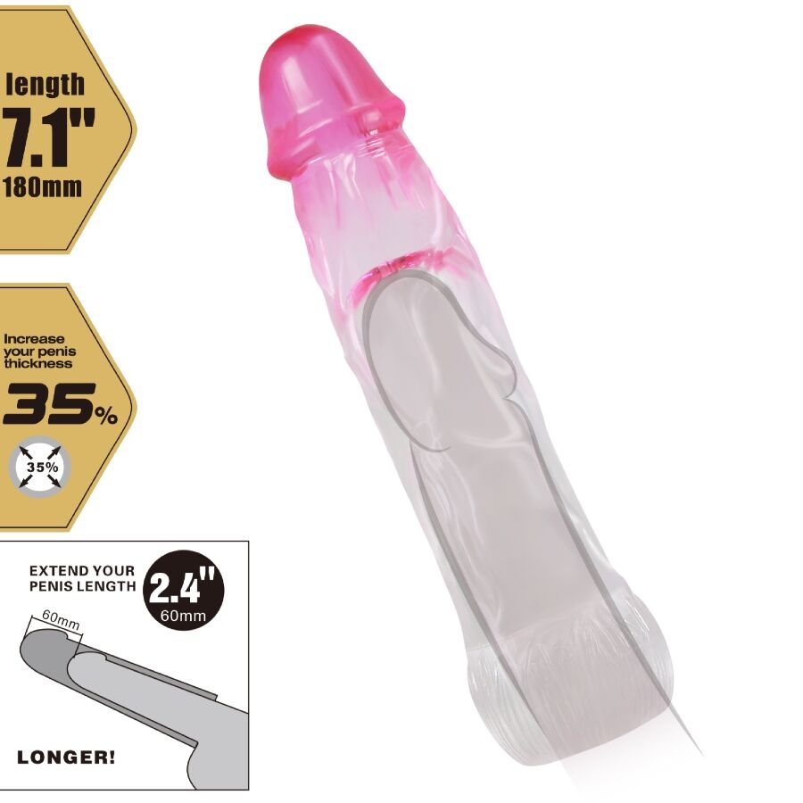 PRETTY LOVE - NERON REALISTICO 6 CM GUAINA DI ALLARGAMENTO PER PENE ROSA - immagine 5