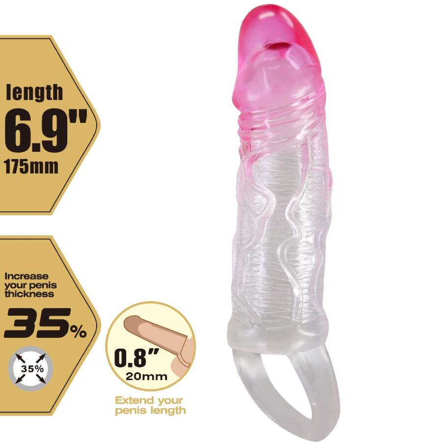 PRETTY LOVE - ODES REALISTICO 2 CM GUAINA DI ALLARGAMENTO PER PENE ROSA - immagine 5