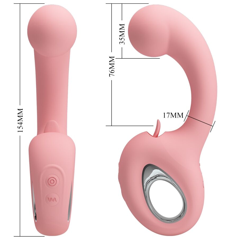 PRETTY LOVE - ERYNNYES VIBRATORE PUNTO G + STIMOLATORE CLITORIDEO 10 VIBRAZIONI ROSA - immagine 7