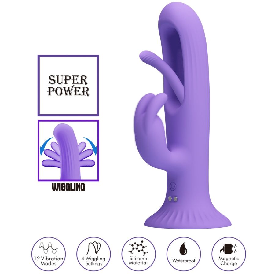 PRETTY LOVE - VIBRATORE CONIGLIO KILLMOULIS 12 MODALITÀ DI VIBRAZIONE VIOLA - immagine 5