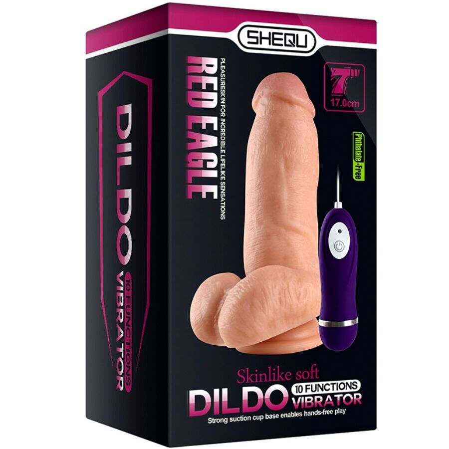 SHEQU - DILDO VIBRATORE AQUILA ROSSA CON TELECOMANDO 17 CM - immagine 7