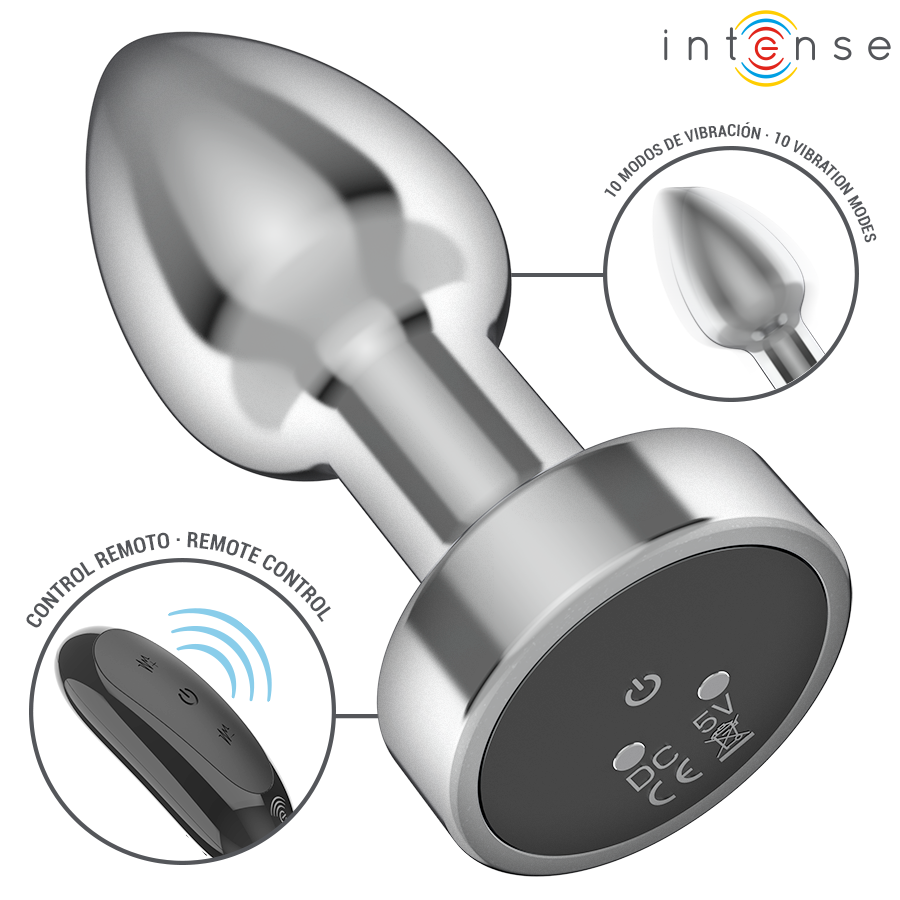 INTENSE - PLUG ANALE 10 VIBRAZIONI METALLO CON TELECOMANDO S - immagine 3