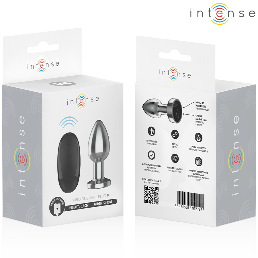 INTENSE - PLUG ANALE 10 VIBRAZIONI METALLO CON TELECOMANDO M - immagine 8