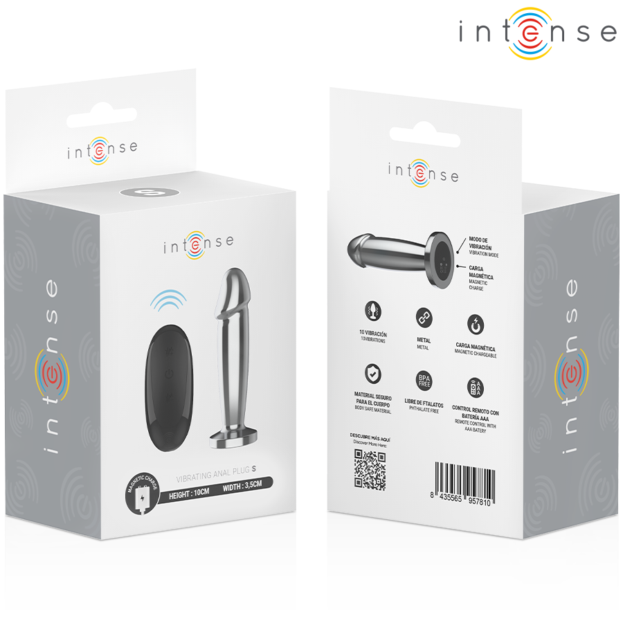 INTENSE - ANAL PLUG 10 VIBRAZIONI DILDO METALLO CON TELECOMANDO S - immagine 8